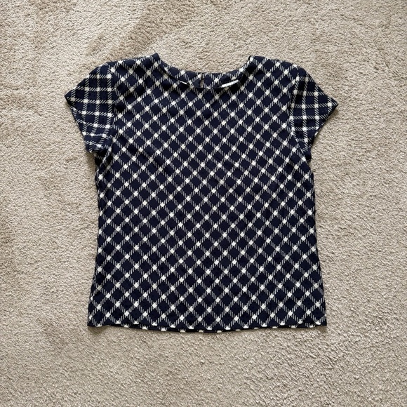 Anne Klein Tops - VTG ~ 1980s ~ Anne Klein II ~ Navy and White Blouse ~ Cap Sleeves ~ Size L